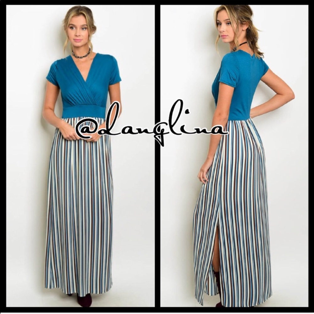 ❣️ Sale was 45$ down sizing ❣️ Surpliced striped maxi dress